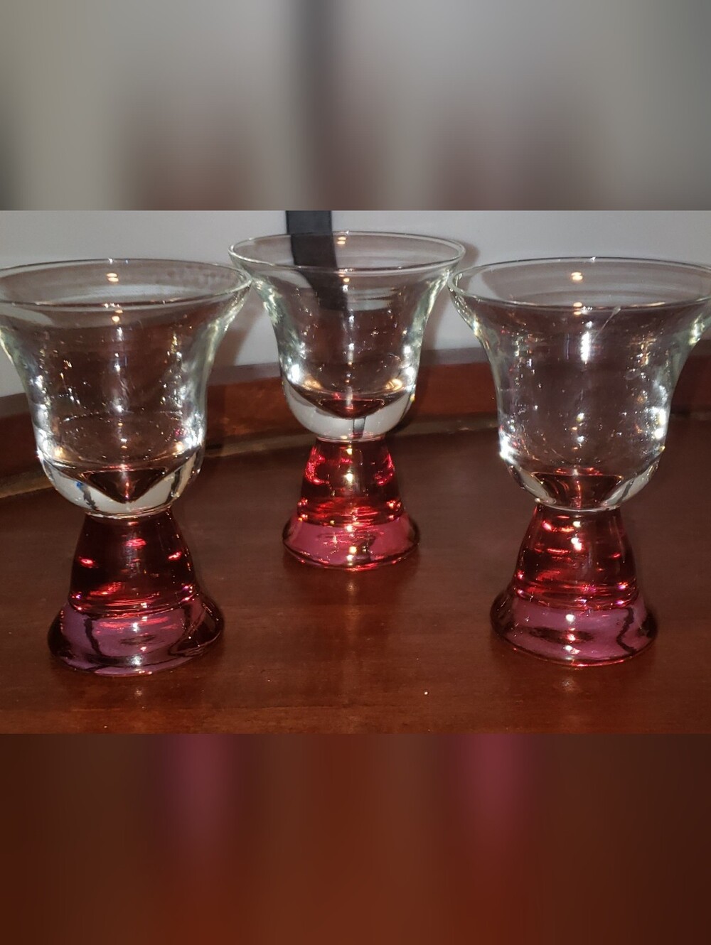 Set of 3 Ruby Red Stemmed Shot Glasses - Home Dining